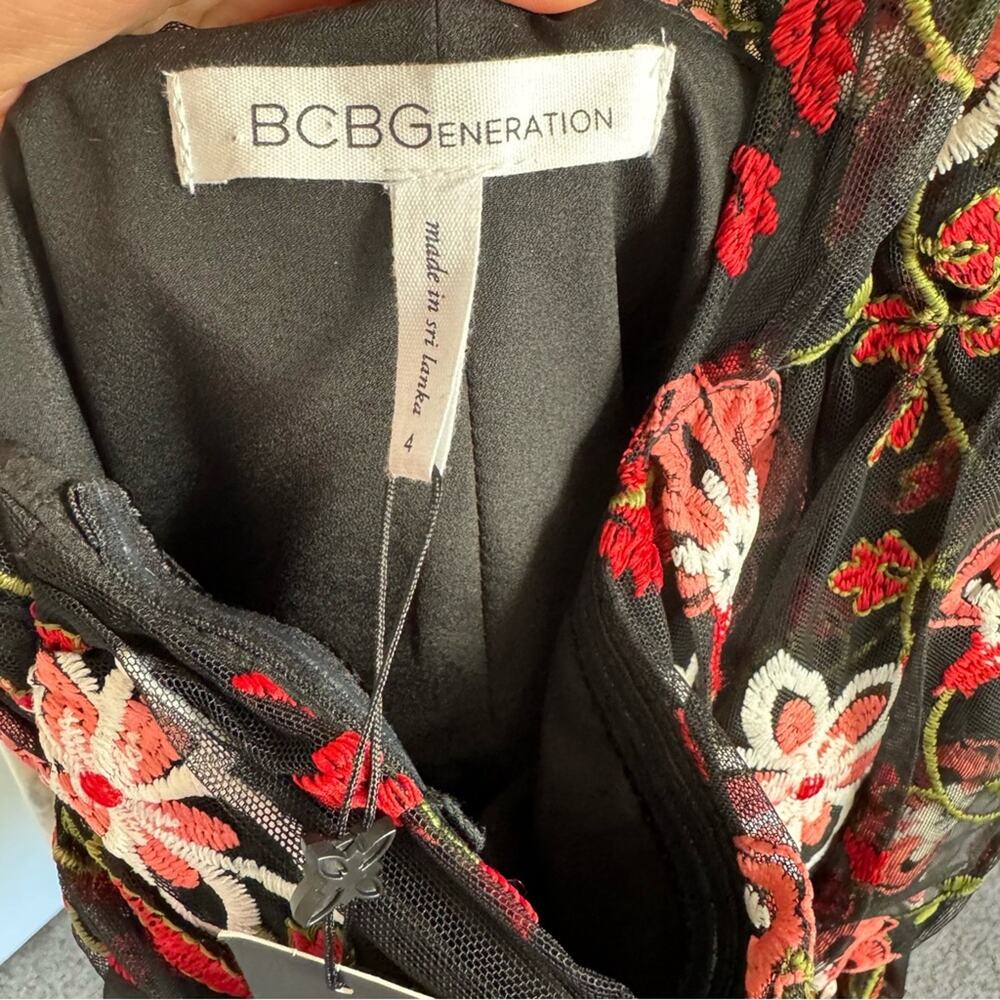 New BCBGeneration One Shoulder Embroidered Mini Dress Size 4 - Picture 10 of 12